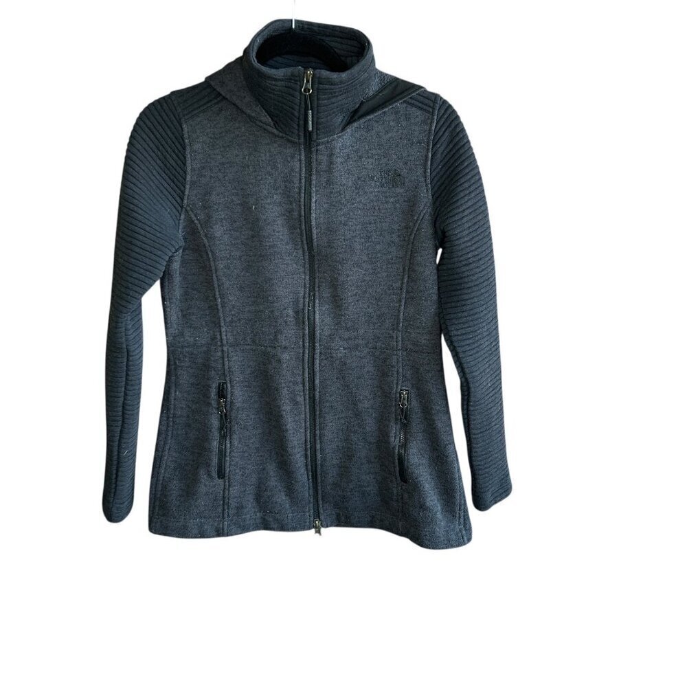 The North Face Dark Gray Full Zip Hooded Fleece Parka Size Small READ